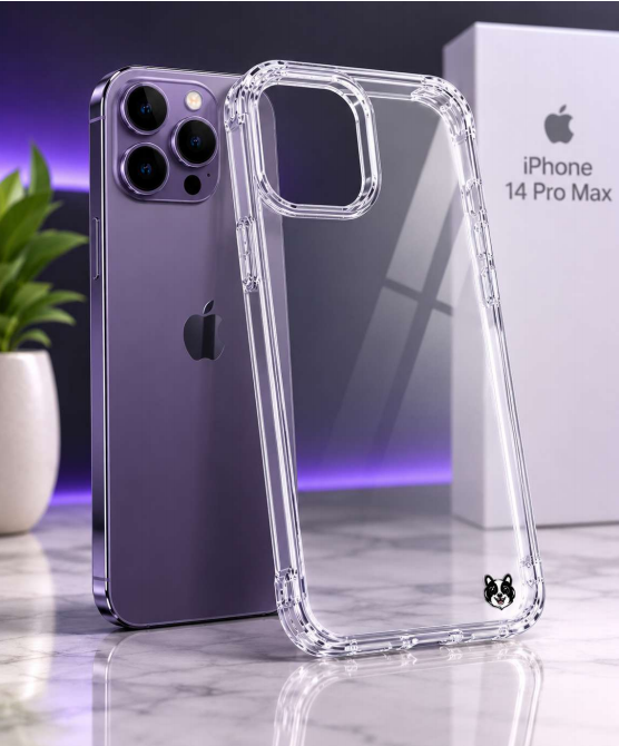 Kavach Crystal Clear Transparent TPU Back Cover for iPhone 14 Pro – Slim Fit, Shockproof & Camera Protection