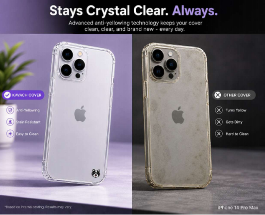 Kavach Crystal Clear Transparent TPU Back Cover for iPhone 14 Pro Max – Slim Fit & Shockproof Protection