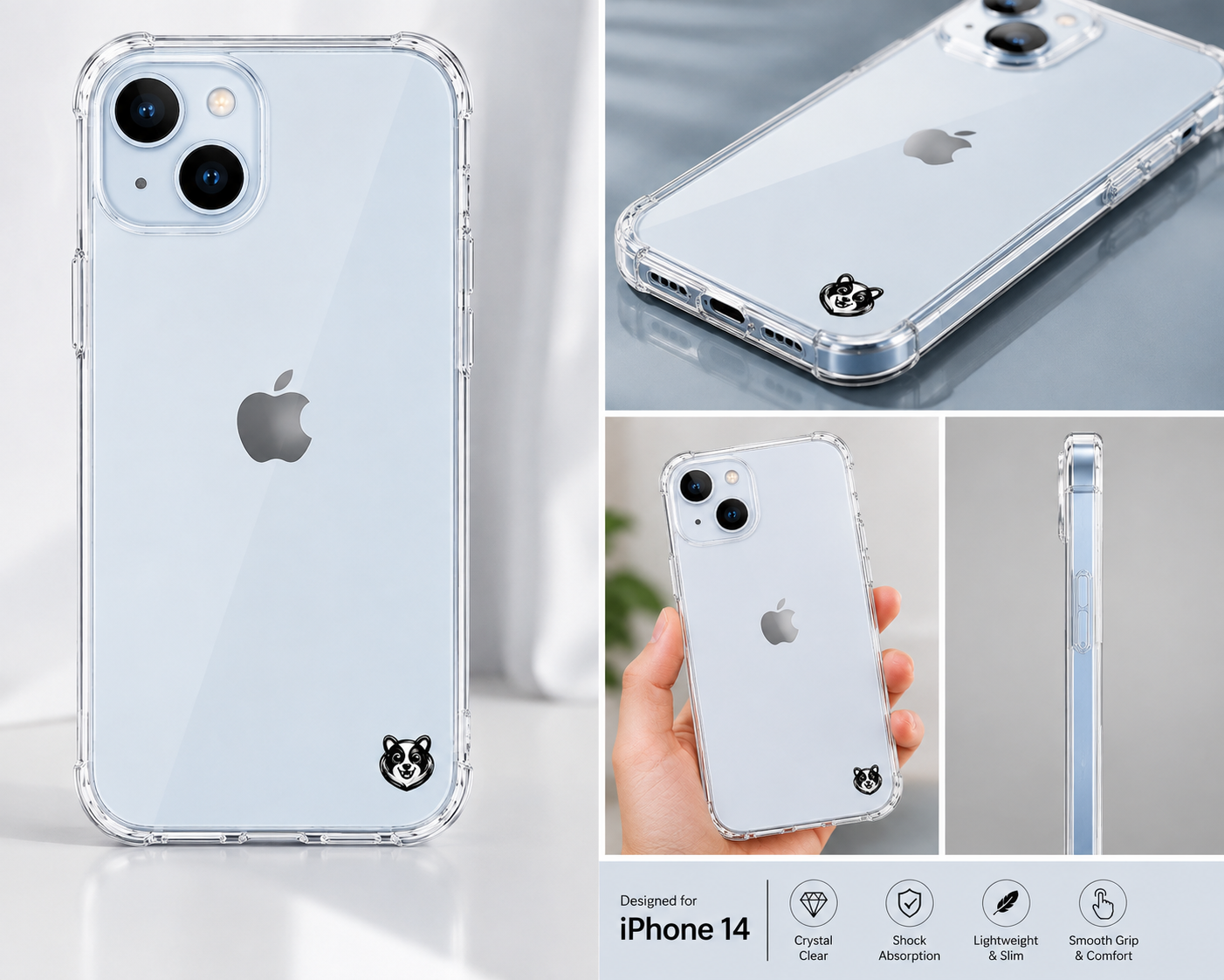 Kavach Crystal Clear Transparent TPU Back Cover for iPhone 14 – Slim Fit, Shockproof & Camera Protection